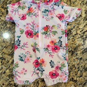 Little Me Pink and Green Floral Baby Outfit